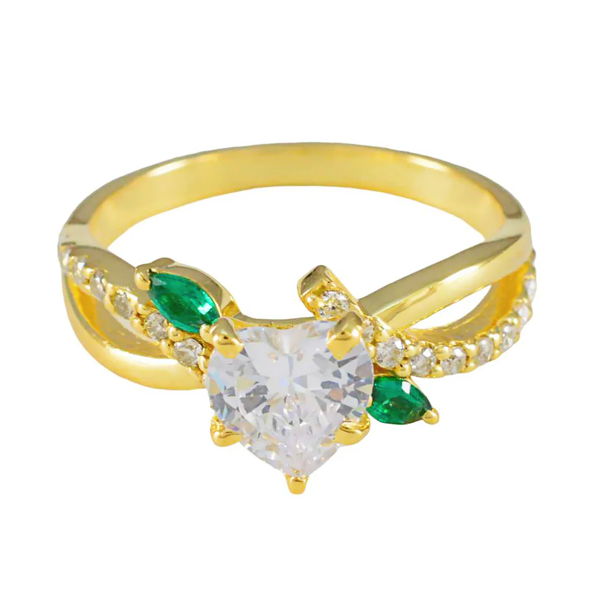 Emerald CZ Halo American 925 Sterling Silver Green Gemstones Delicate Luxurious Ring Jewellery
