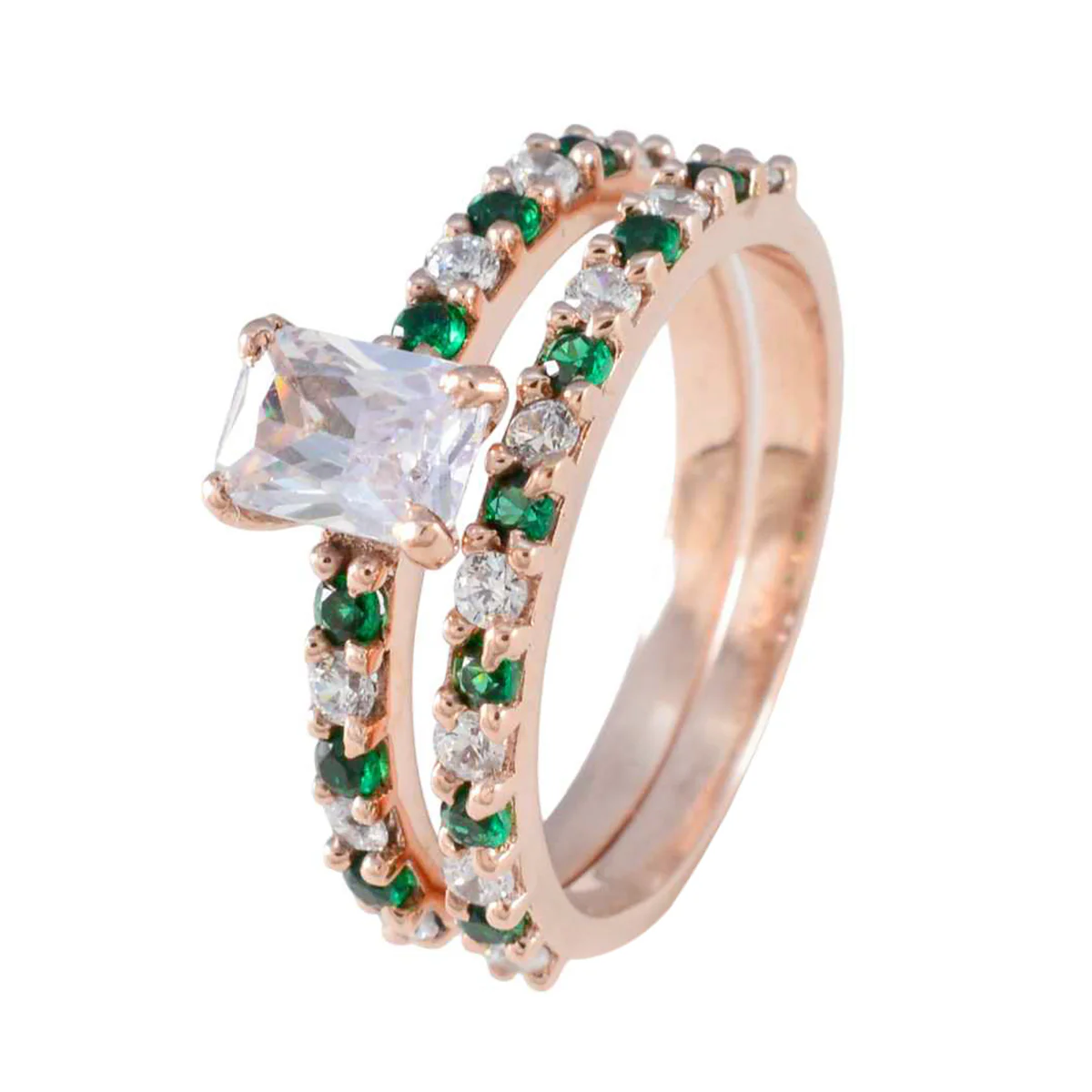 Emerald CZ Halo American 925 Sterling Silver Green Gemstones Whisper-thin Love Ring Jewellery - Image 2