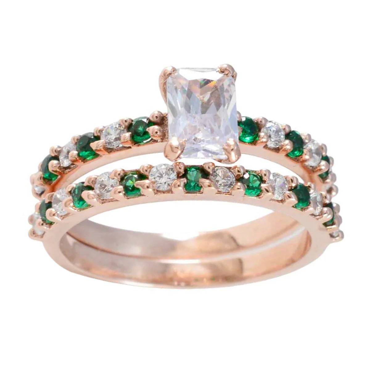 Emerald CZ Halo American 925 Sterling Silver Green Gemstones Whisper-thin Love Ring Jewellery - Image 3