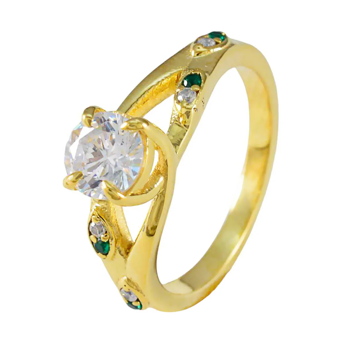 Emerald CZ Halo Indian 92.5 Silver Green Gems Delicate Romantic Ring Jewelry - Image 2