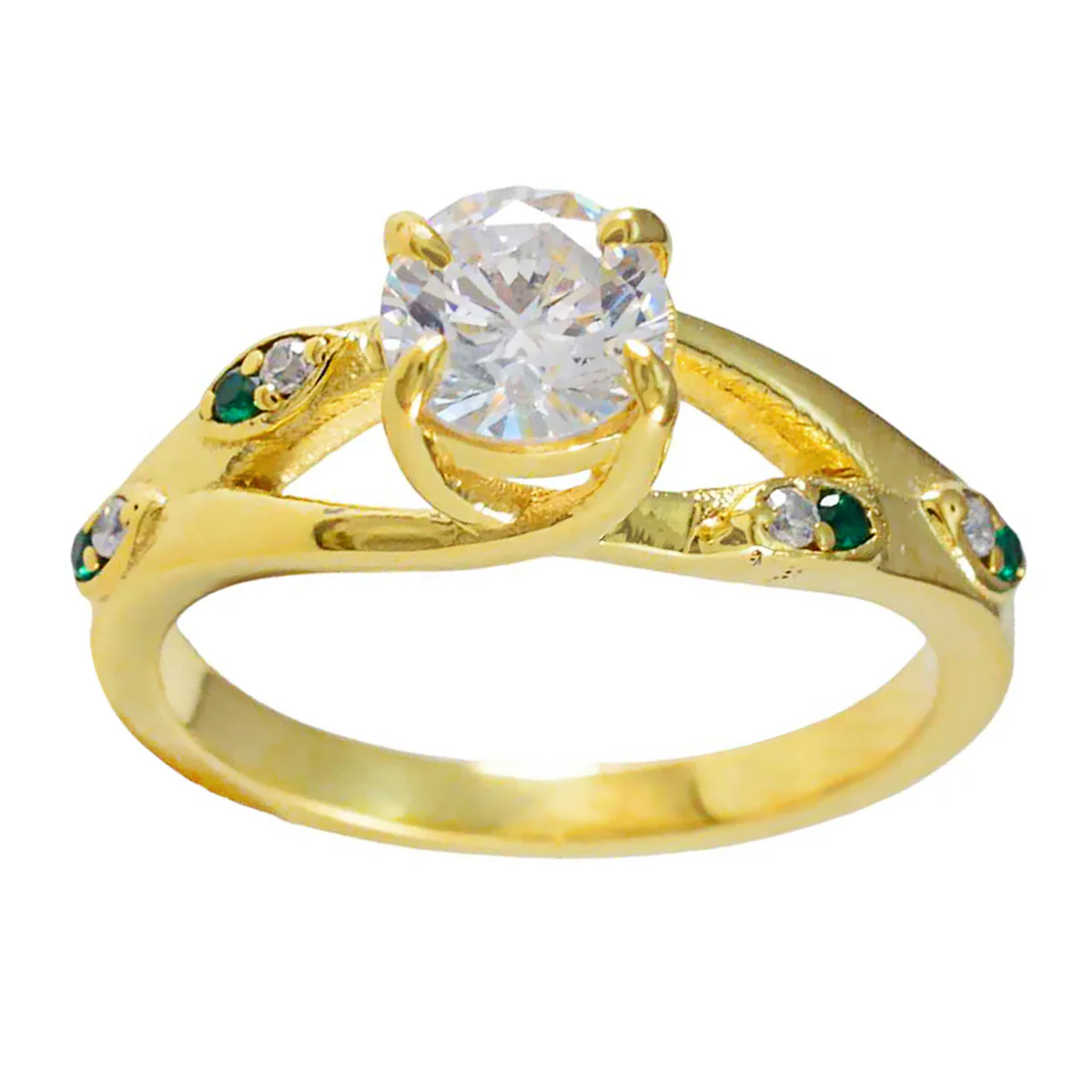 Emerald CZ Halo Indian 92.5 Silver Green Gems Delicate Romantic Ring Jewelry - Image 3