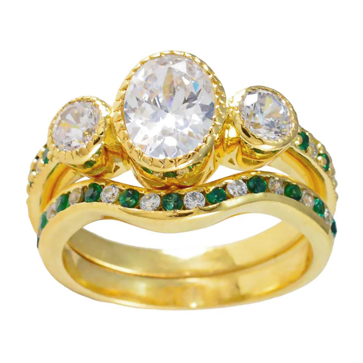 Emerald CZ Halo Indian 92.5 Silver Green Gemstones Slim propsel Ring Jewelry - Image 3