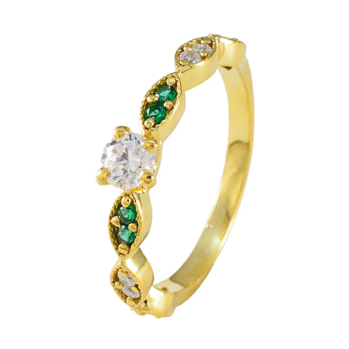 Emerald CZ Halo Indian 925 Silver Green Gemstone Minimalist Modern Ring Jewelry - Image 2