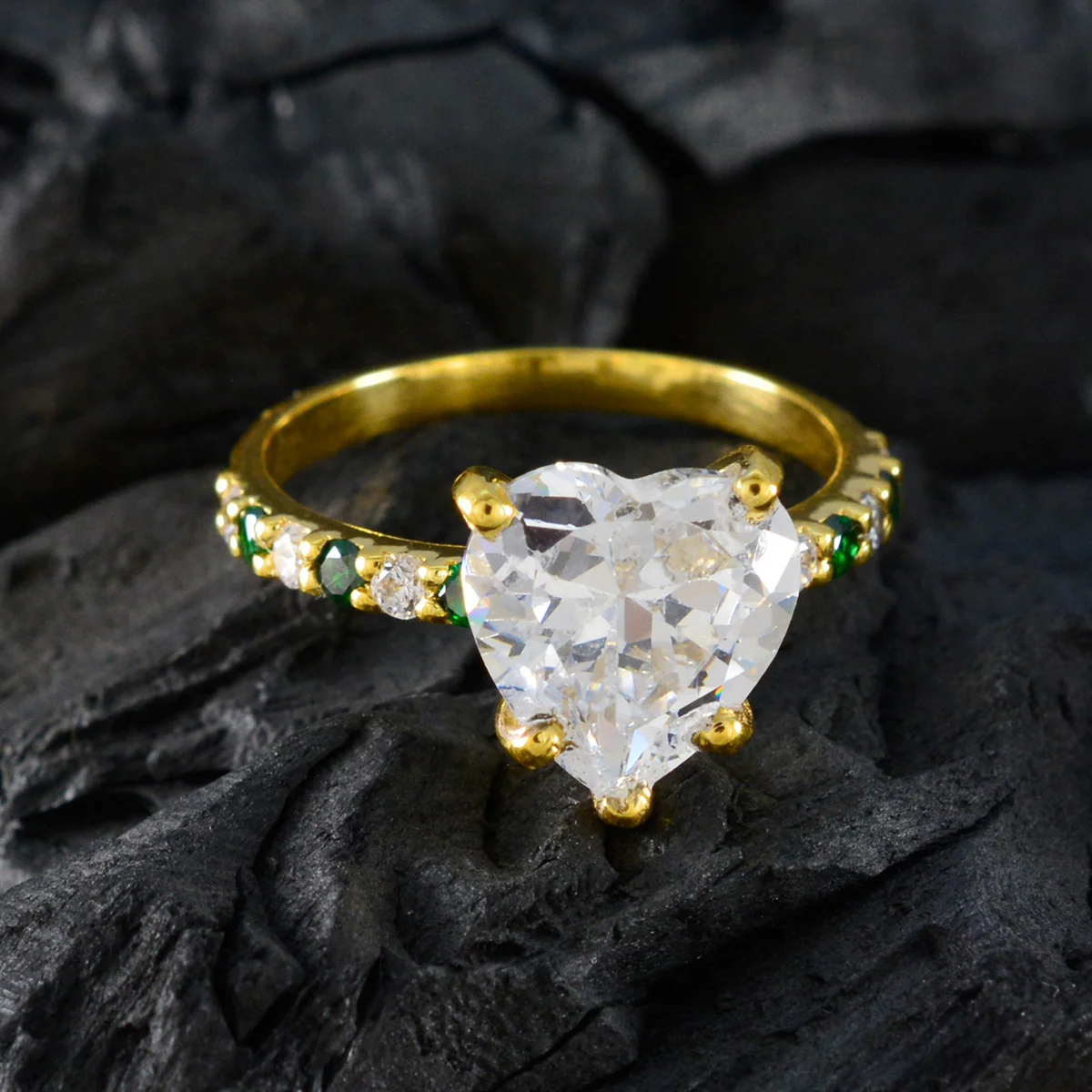 Emerald CZ Halo Indian Silver Green Gemstones Dainty Love Ring Jewelry - Image 4