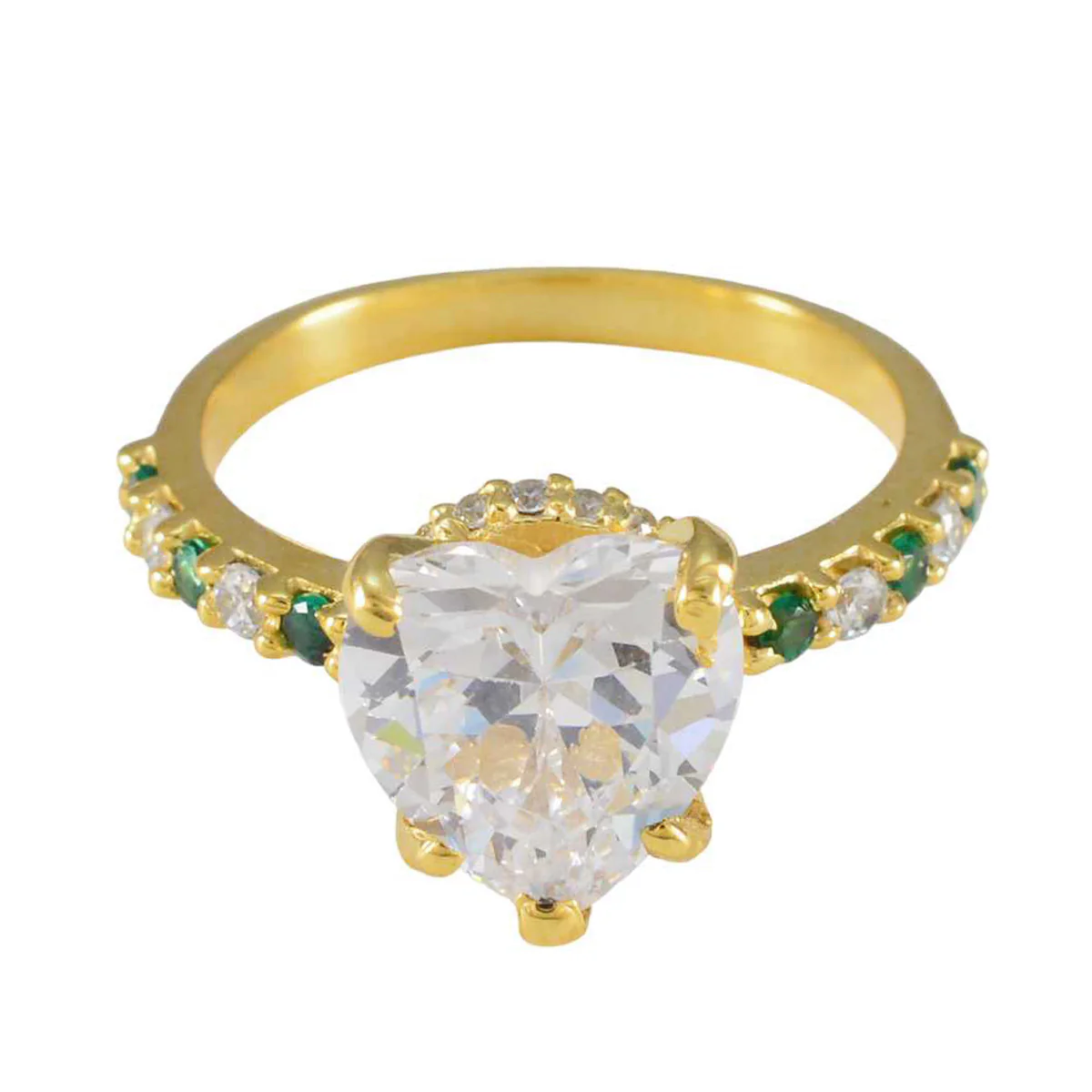 Emerald CZ Halo Korean 92.5 Silver Green Gems Delicate Trendy Ring Jewelry