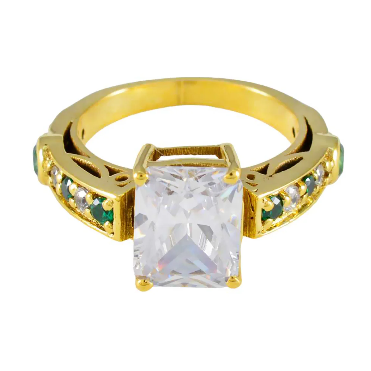 Emerald CZ Halo Korean 92.5 Silver Green Gemstone Slim Promise Ring Jewelry