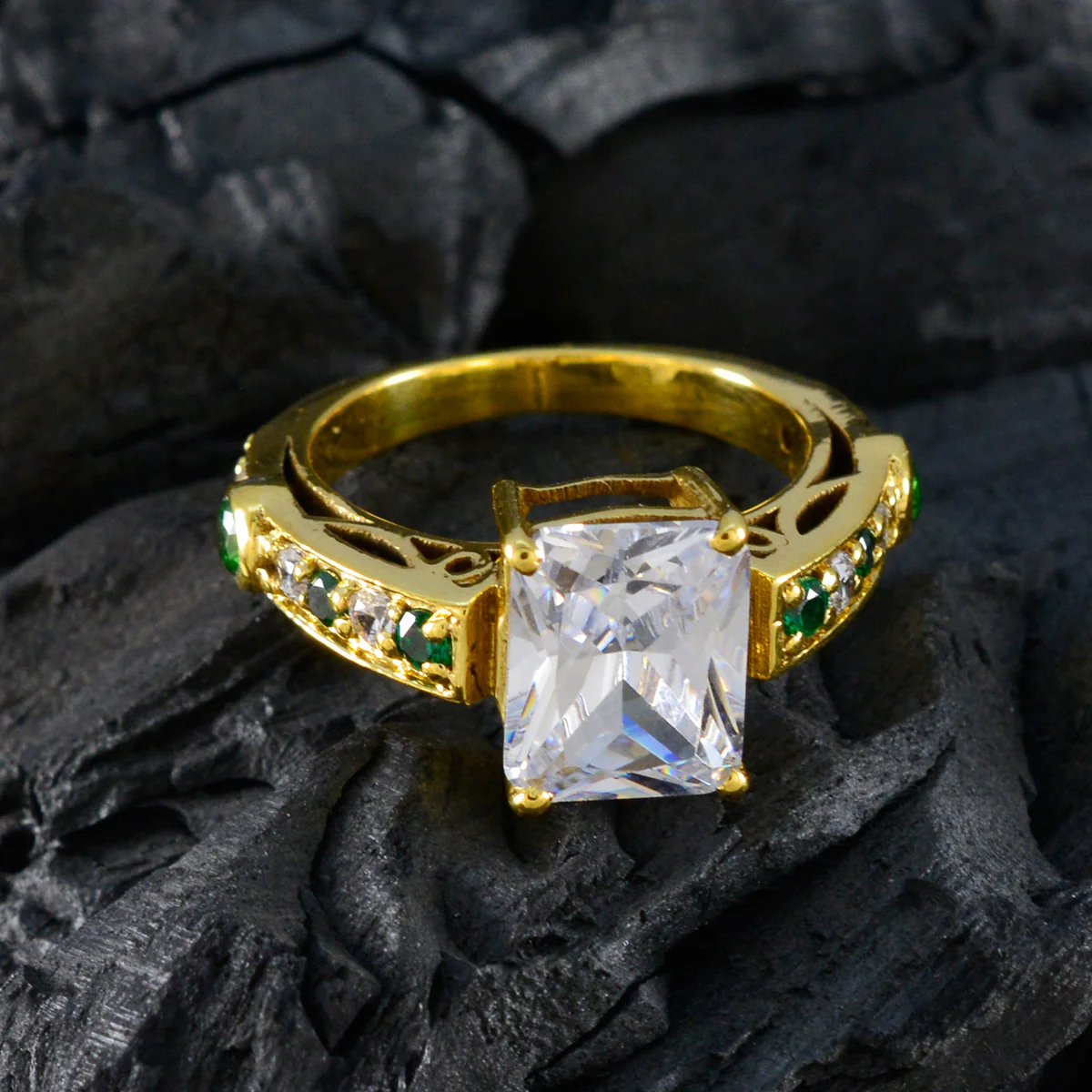 Emerald CZ Halo Korean 92.5 Silver Green Gemstone Slim Promise Ring Jewelry - Image 4