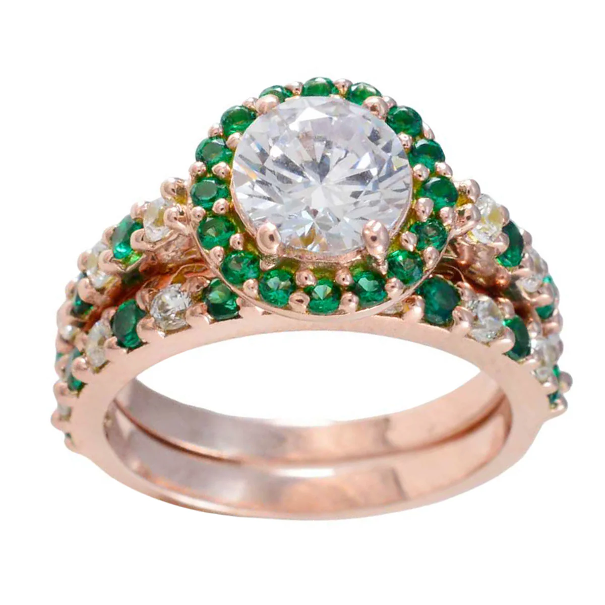 Emerald CZ Halo Korean 925 Sterling Silver Green Gemstones Dainty propsel Ring Jewelry - Image 3