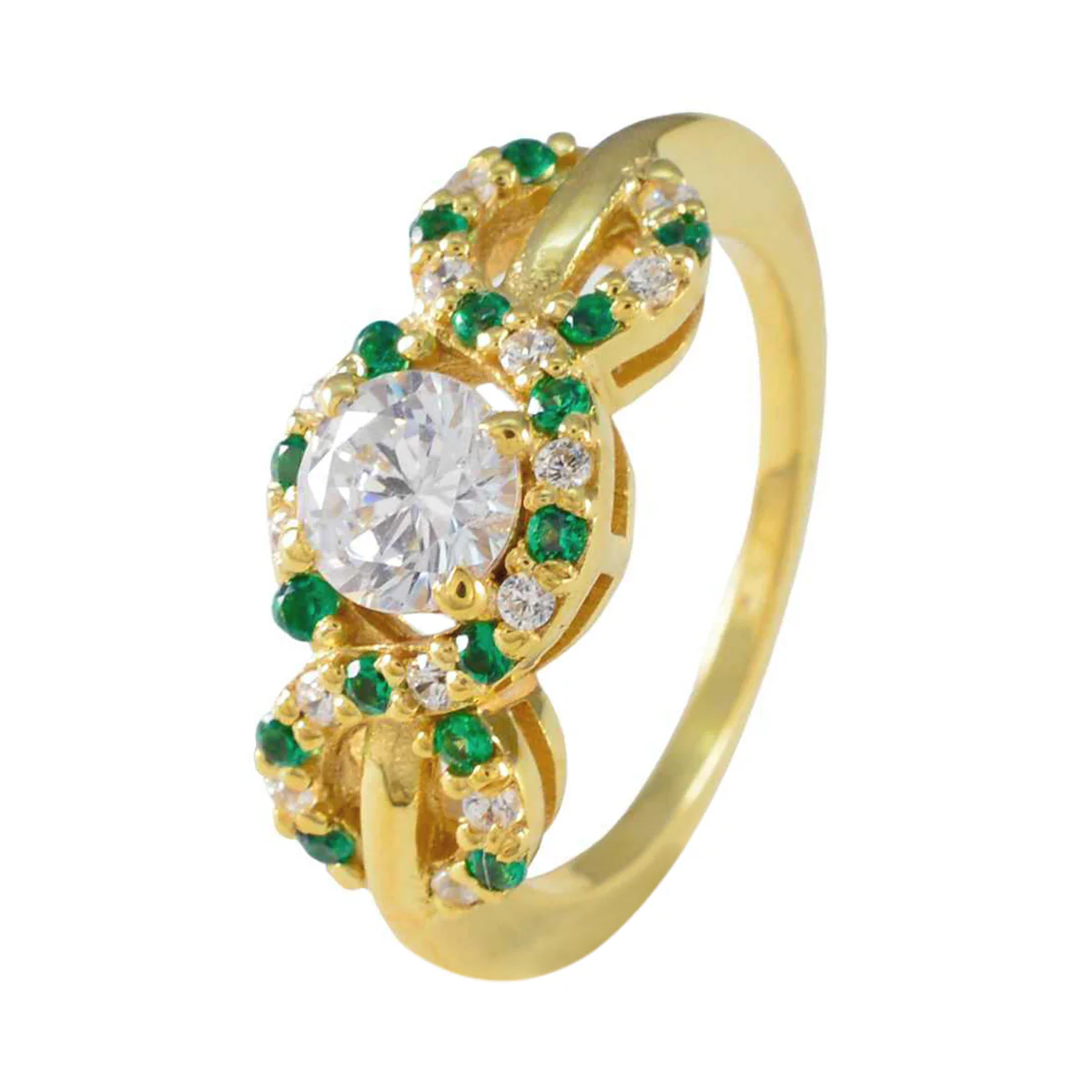 Emerald CZ Halo Korean Silver Green Gemstone Whisper-thin propsel Ring Jewelry - Image 2
