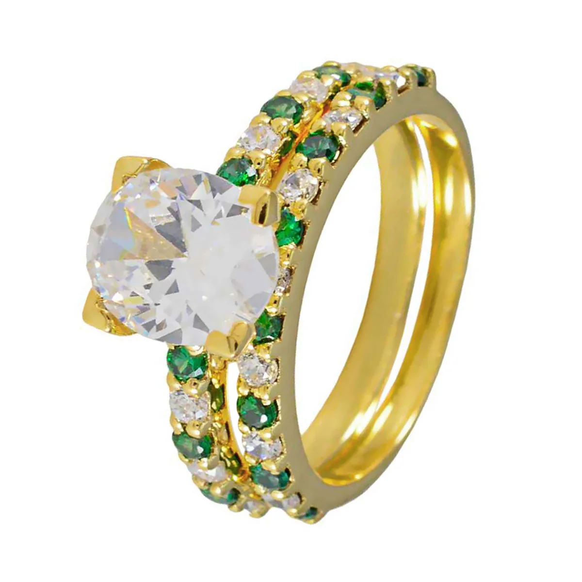 Emerald CZ Halo Latin American 925 Silver Green Gems Slim Promise Ring Jewellery - Image 2