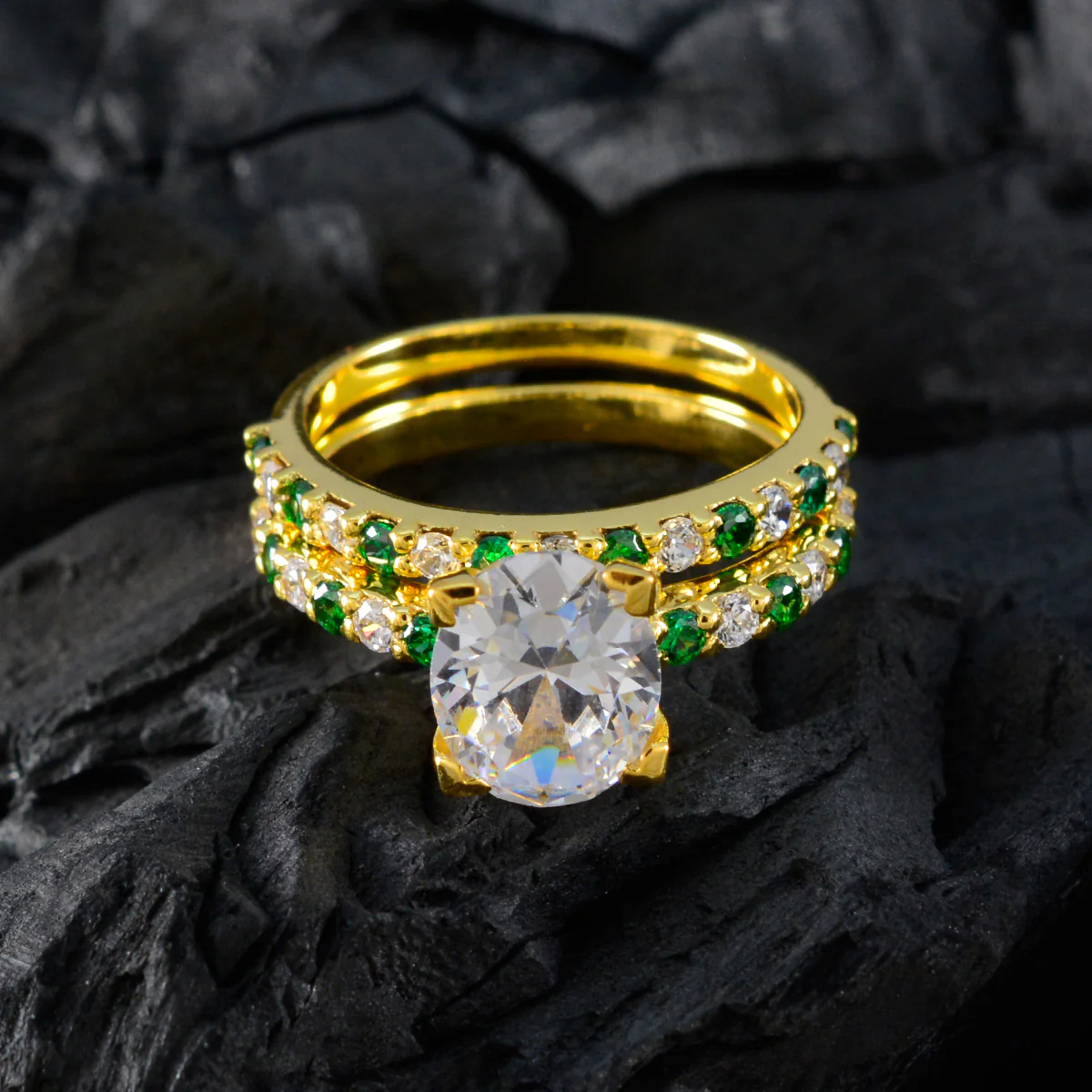 Emerald CZ Halo Latin American 925 Silver Green Gems Slim Promise Ring Jewellery - Image 4
