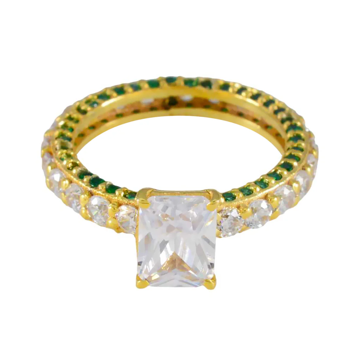 Emerald CZ Halo Latin American Sterling Silver Green Gems Whisper-thin Engagement Ring Jewellery