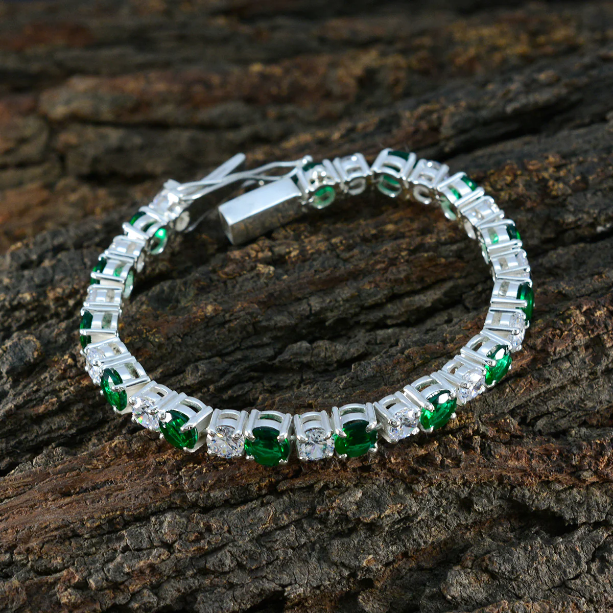 Emerald CZ hollywood Essential Green 925 Silver Tennis Bracelet - Image 4