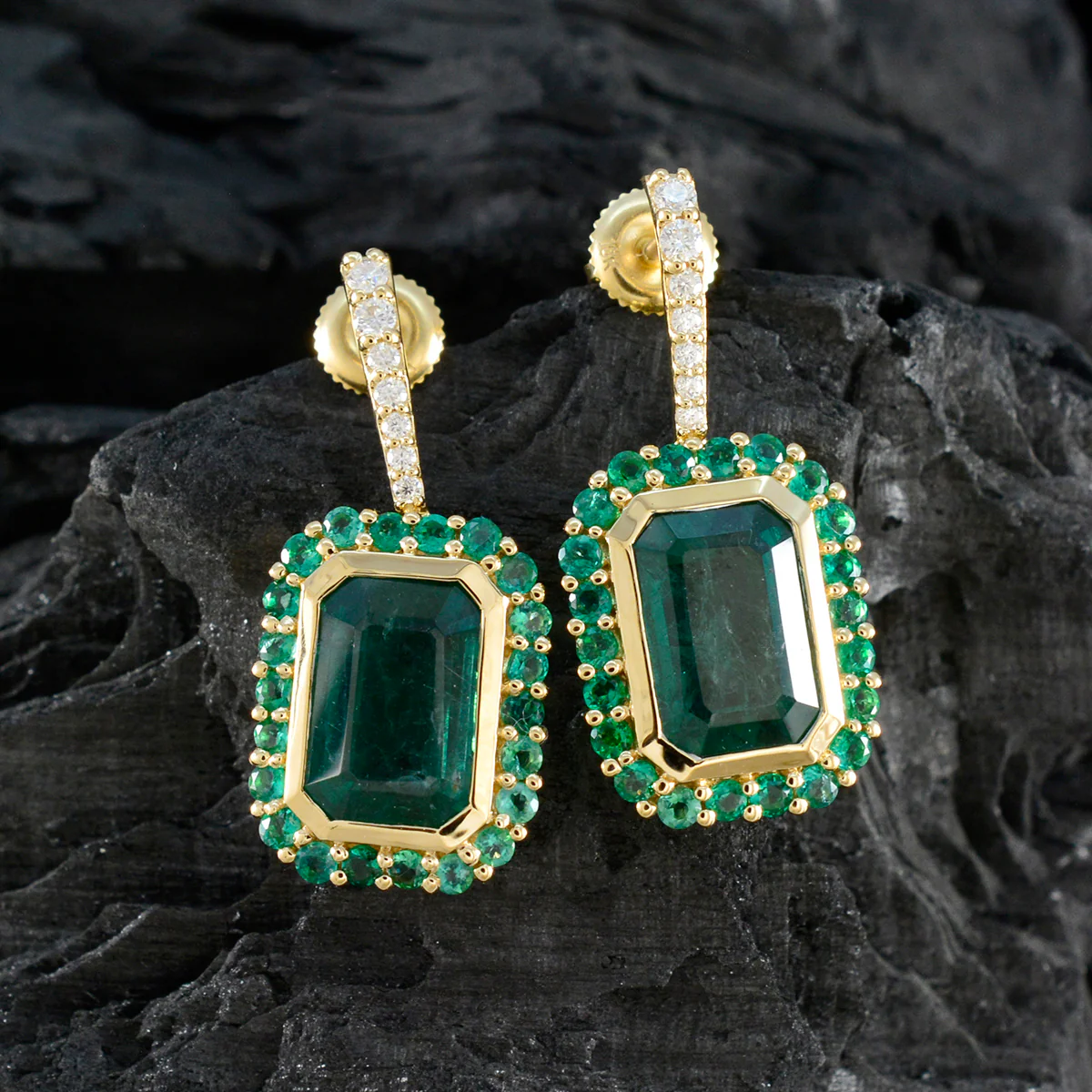 Emerald CZ Indian Kristine multiple Stud Green 925 Sterling Silver Earring - Image 6