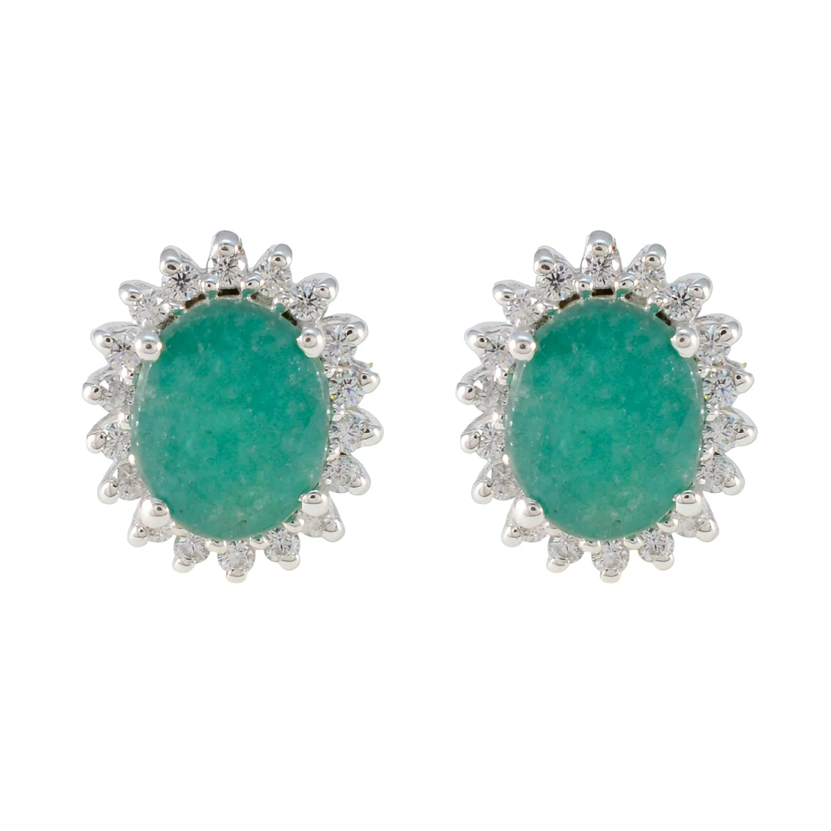 Emerald CZ Mexican Milagros multiple Stud Green Sterling Silver Earring