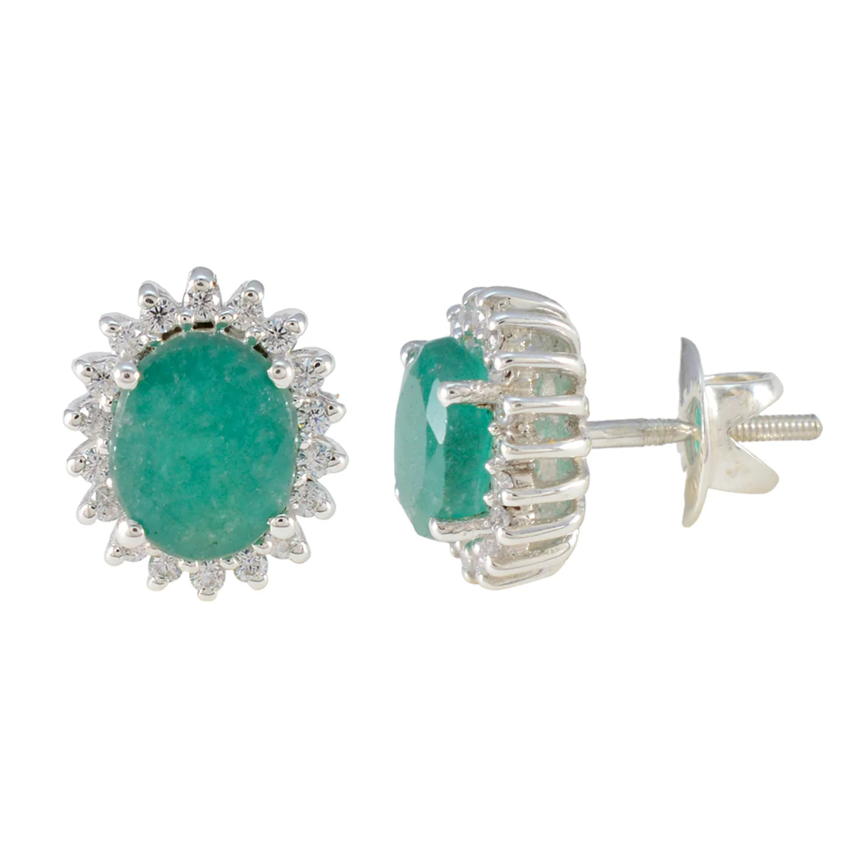 Emerald CZ Mexican Milagros multiple Stud Green Sterling Silver Earring - Image 3