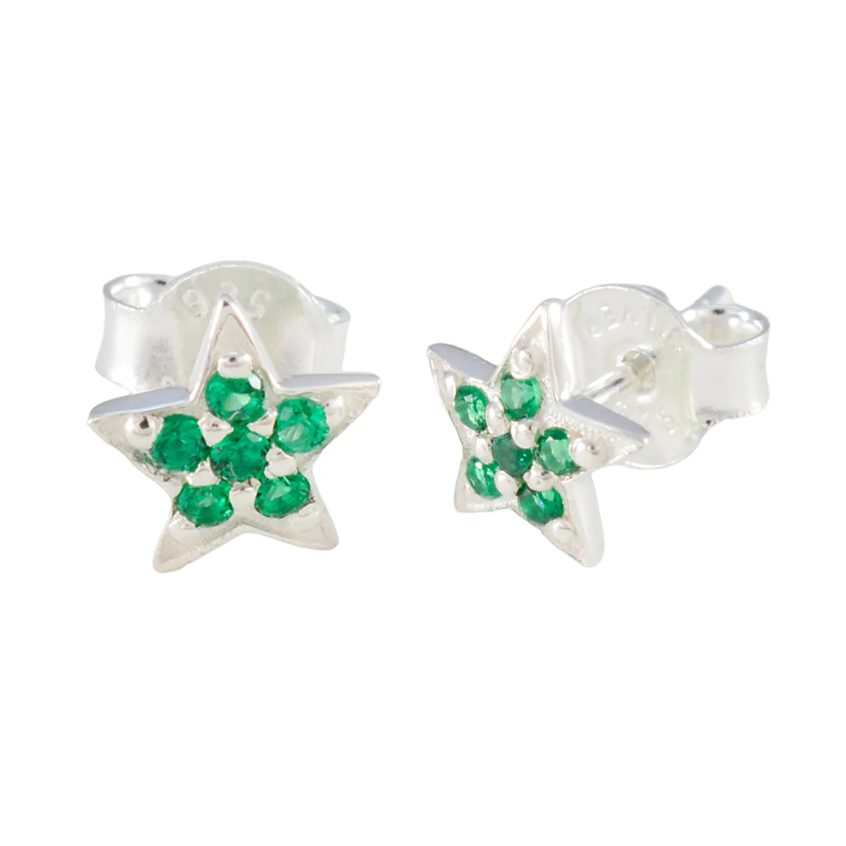 Emerald CZ Mexican Paula multiple Stud Green Sterling Silver Earring - Image 2