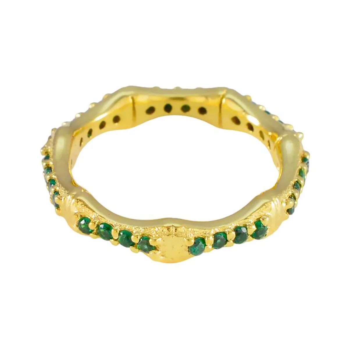 Emerald CZ multiple Korean Silver Green Gemstone Delicate Eternity Band Jewelry