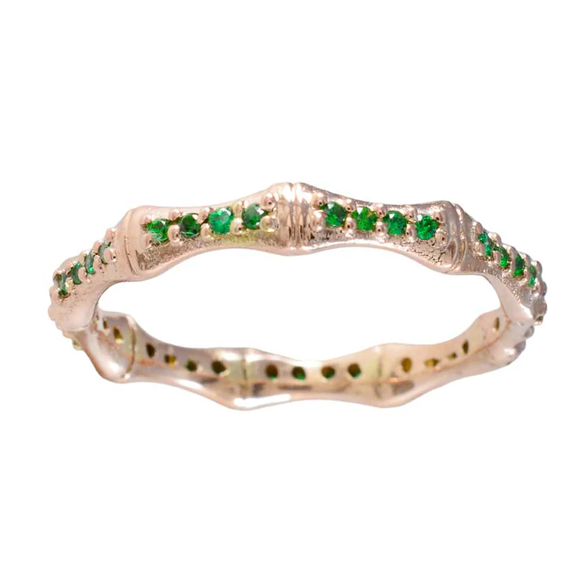 Emerald CZ multiple Latin American Sterling Silver Green Gemstones Delicate Eternity Band Jewellery - Image 3