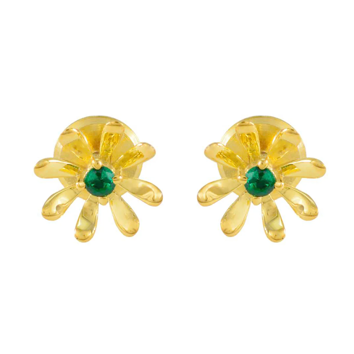 Emerald CZ Russian Ángeles Solitaire Stud Green 925 Silver Earring