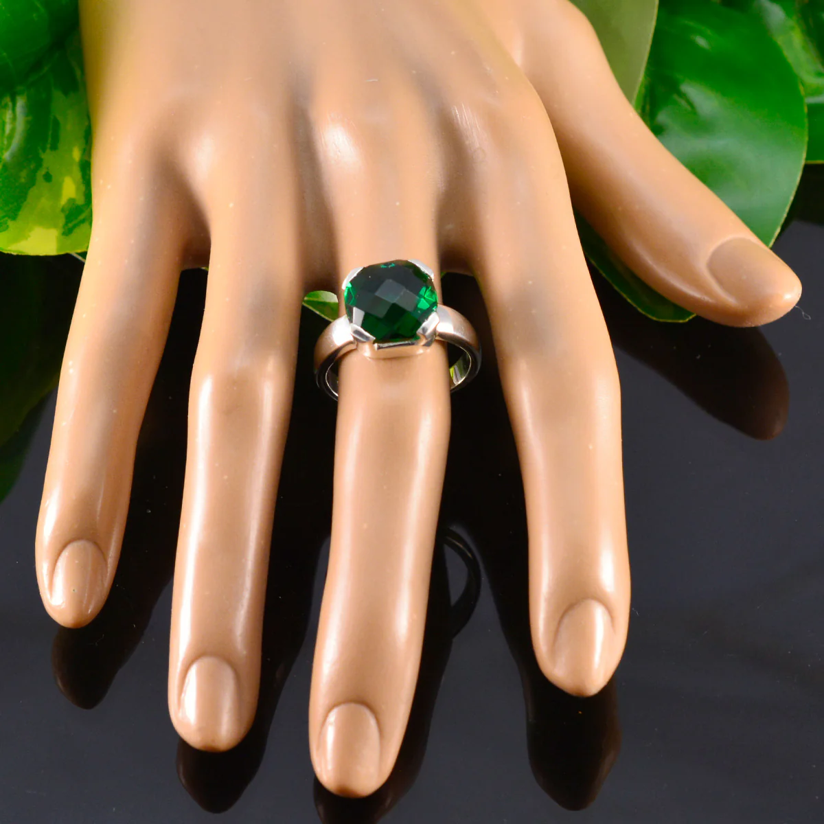 Emerald CZ Solitaire Italian 925 Sterling Silver Green Gems Statement Signet Ring Jewellery - Image 5