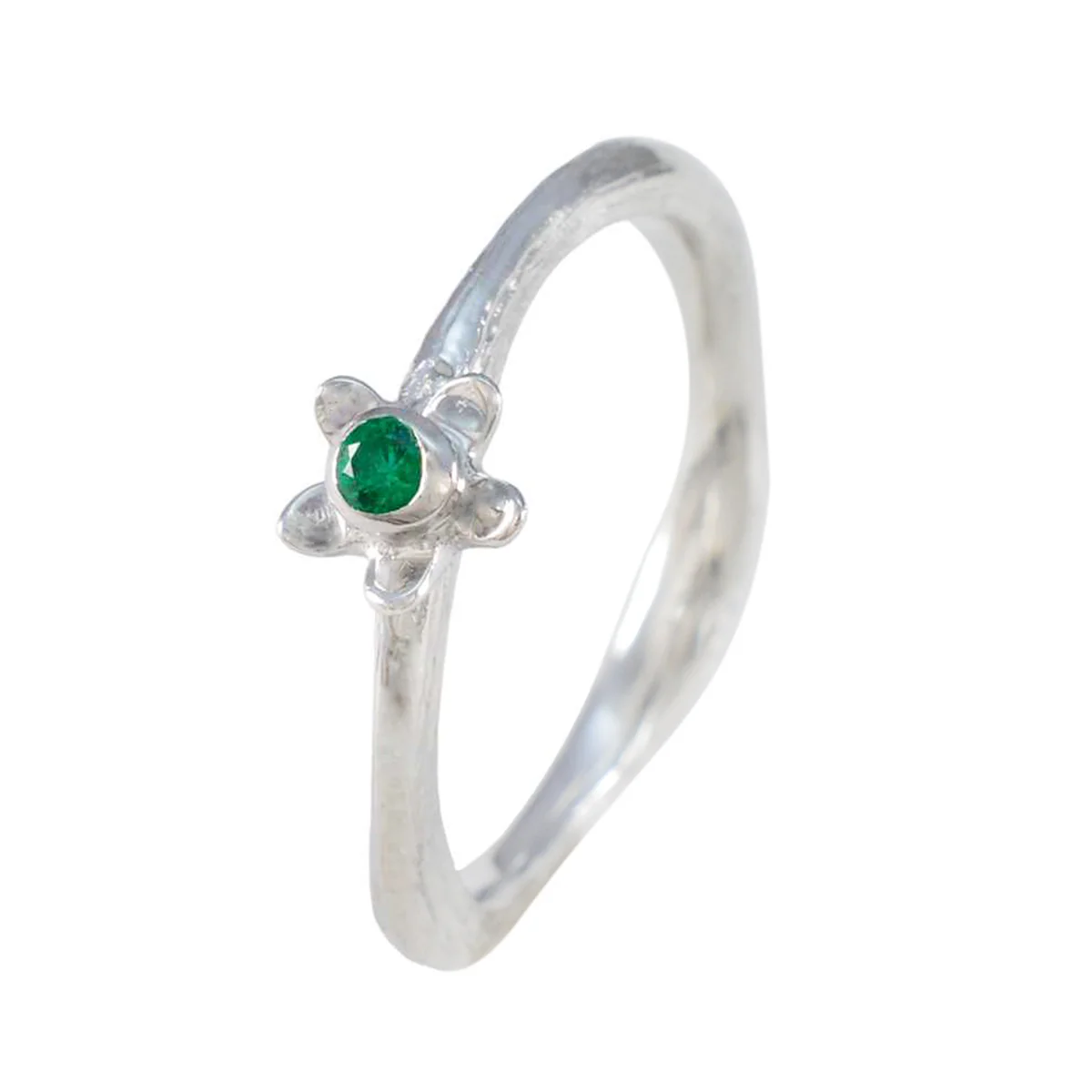 Emerald CZ Solitaire Korean 925 Sterling Silver Green Gems Dainty Graceful Ring Jewelry - Image 2