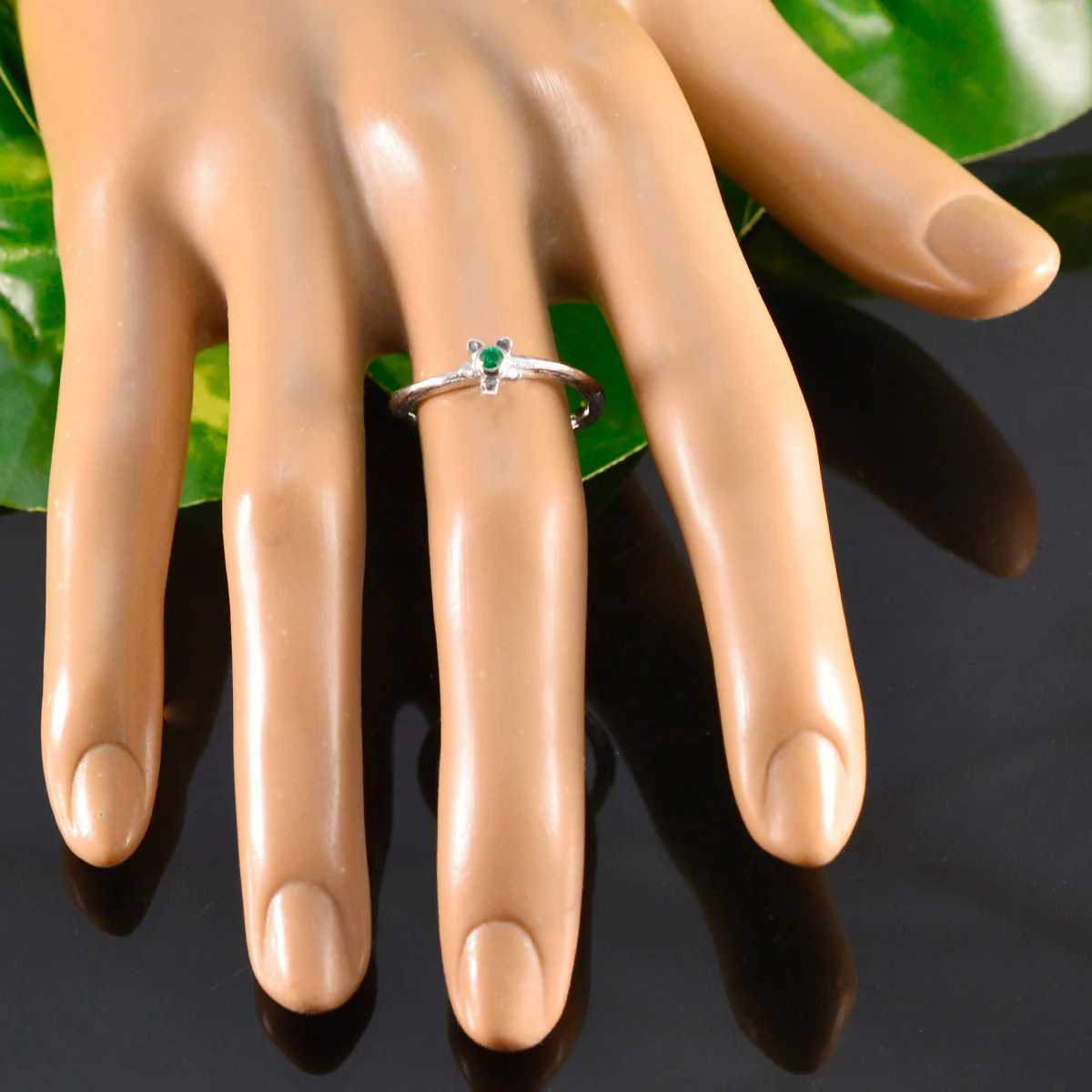 Emerald CZ Solitaire Korean 925 Sterling Silver Green Gems Dainty Graceful Ring Jewelry - Image 5