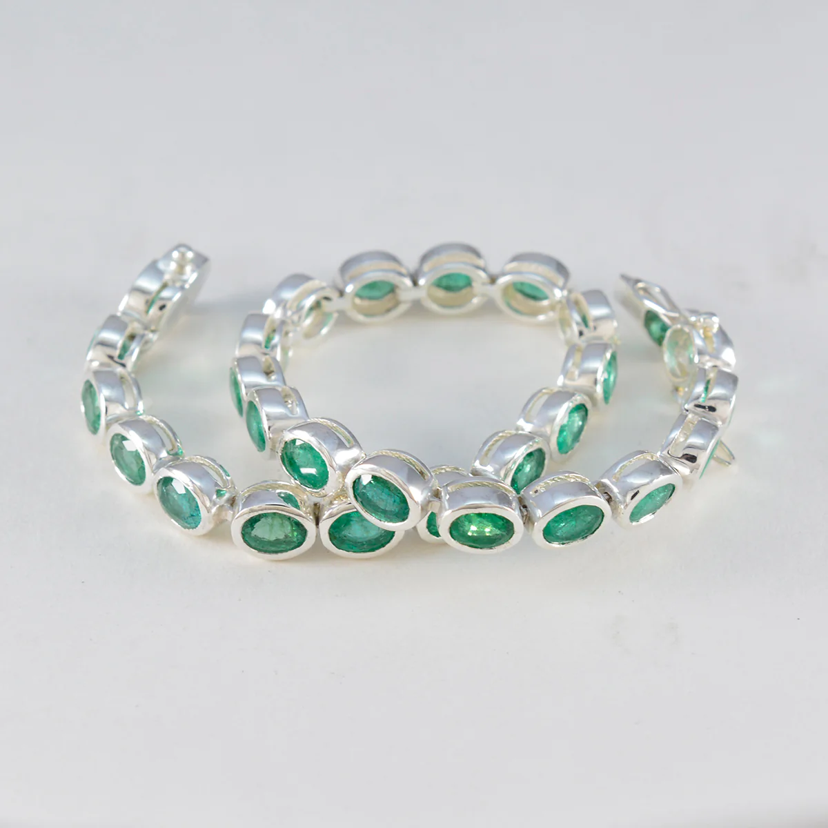Emerald CZ tea Day Minimal Green Sterling Silver Tennis Bracelet - Image 3