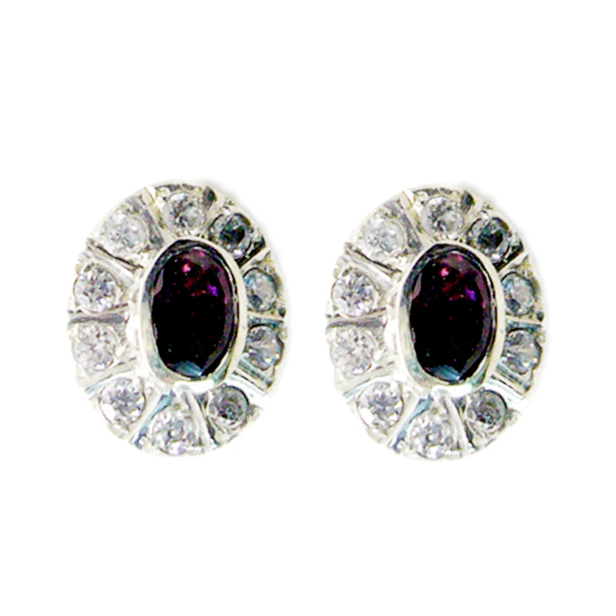 Garnet African Claire multiple Stud Red Silver Earring