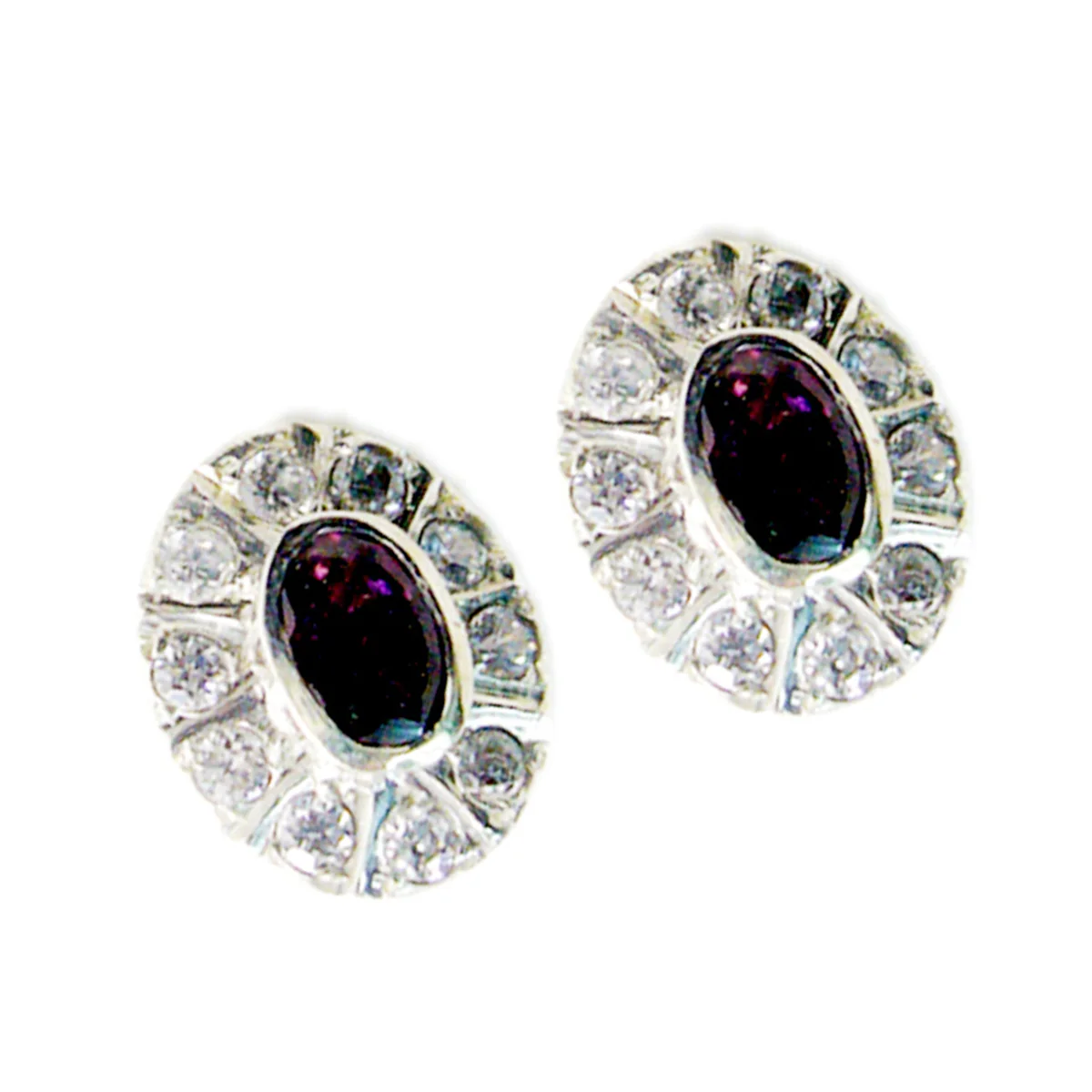 Garnet African Claire multiple Stud Red Silver Earring - Image 2