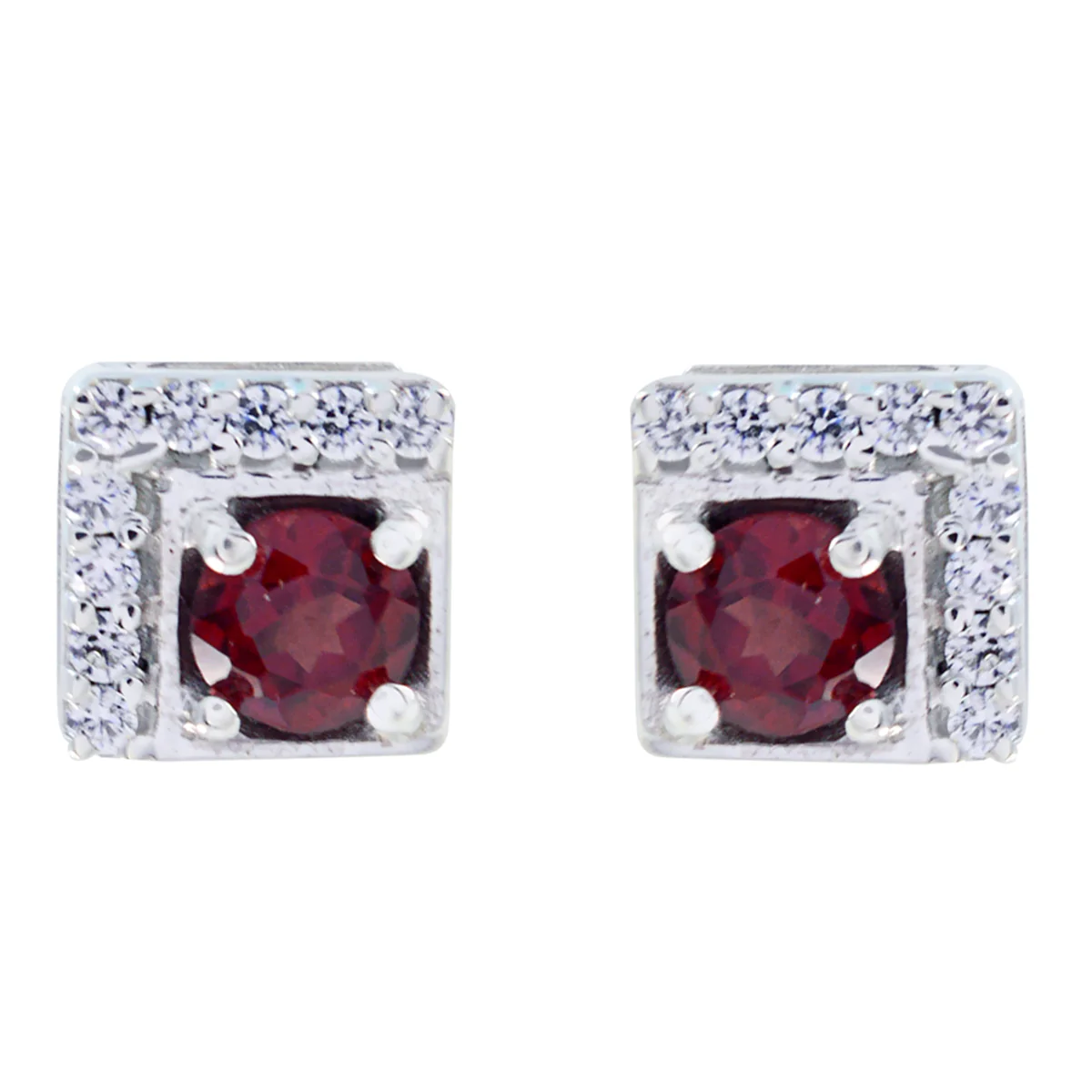 Garnet African Fernanda multiple Stud Red 925 Silver Earring
