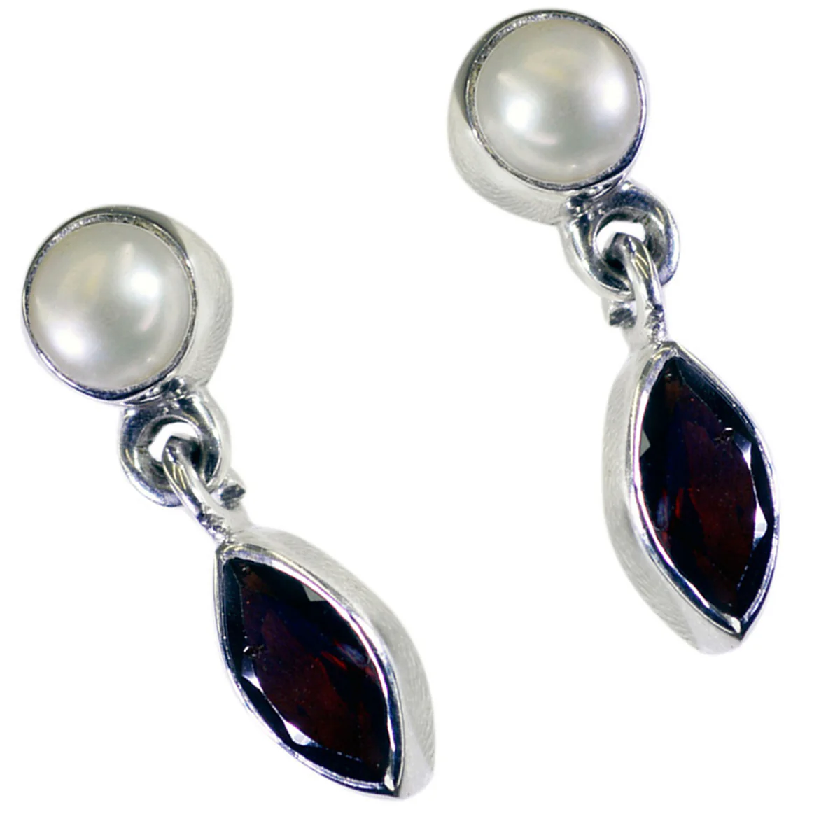 Garnet African Greta multiple Stud Red 925 Sterling Silver Earring - Image 3