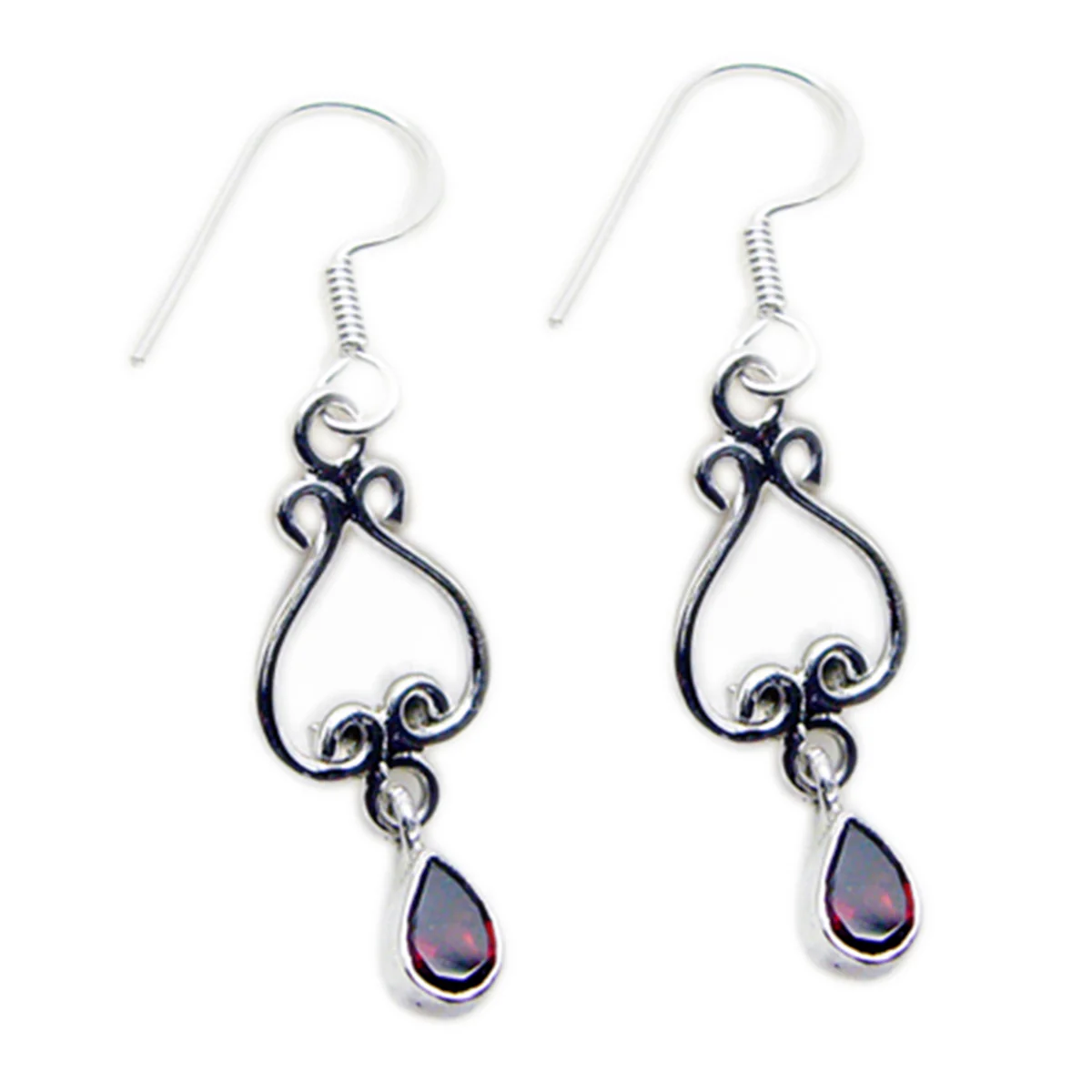 Garnet African Ivy multiple Dangle Red Sterling Silver Earring - Image 2