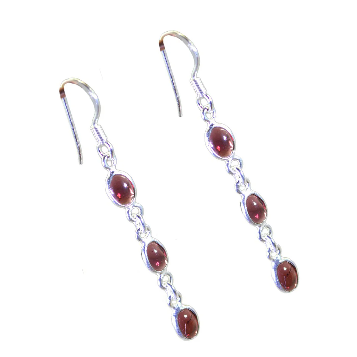 Garnet African Noelia multiple Dangle Red Silver Earring - Image 2