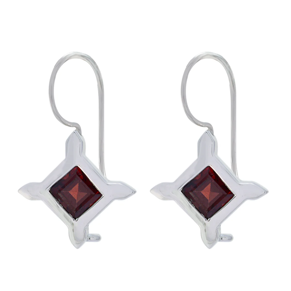 Garnet American Lili Solitaire Dangle Red Sterling Silver Earring