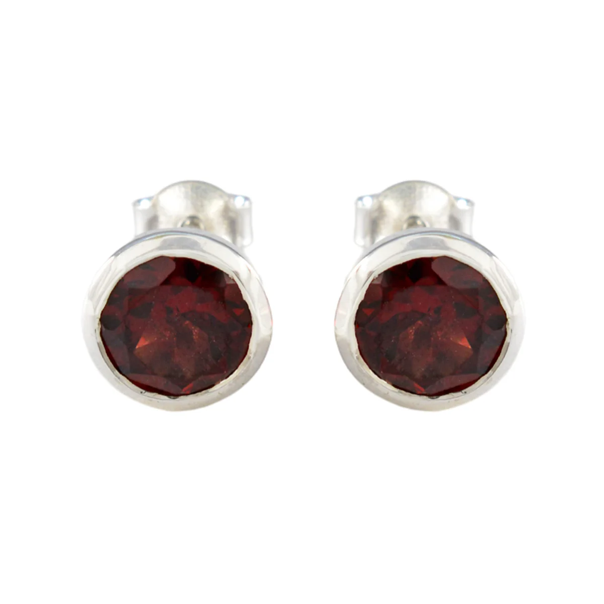 Garnet American Lourdes Solitaire Stud Red 925 Sterling Silver Earring