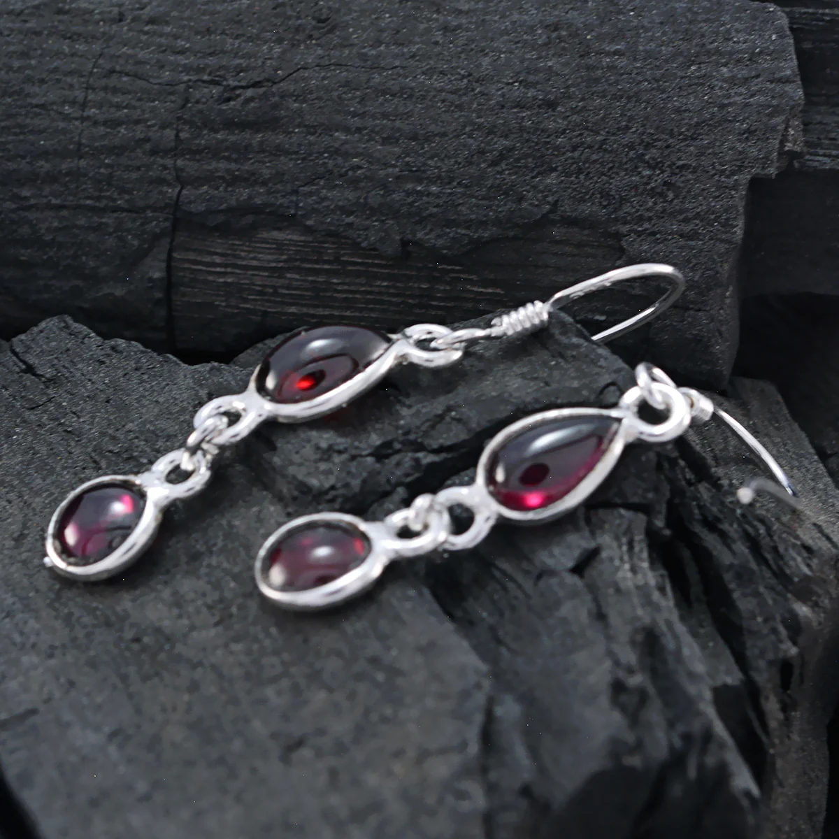 Garnet American Noelia multiple Dangle Red 925 Silver Earring - Image 3