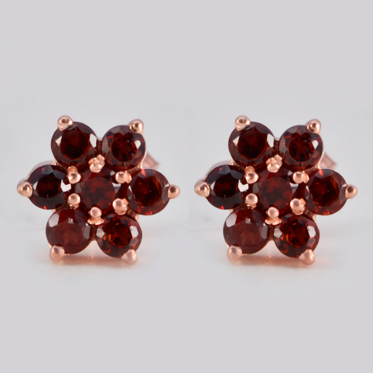 Garnet American Nora multiple Stud Red 925 Silver Earring - Image 3