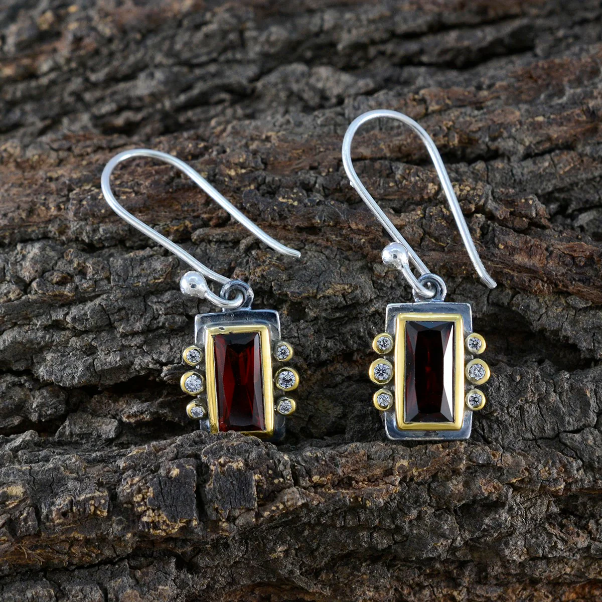 Garnet American Riley multiple Dangle Red 92.5 Silver Earring - Image 2