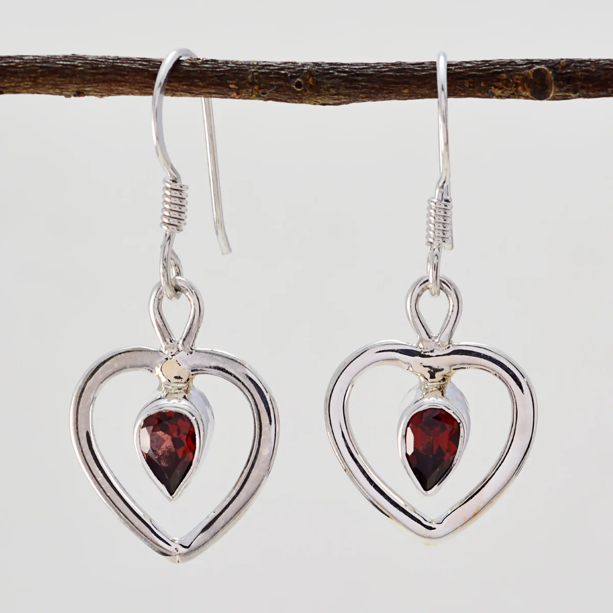 Garnet Australian Inès multiple Dangle Red Sterling Silver Earring - Image 2