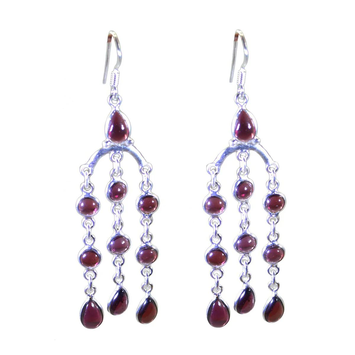 Garnet Australian Mariana multiple Dangle Red 92.5 Silver Earring