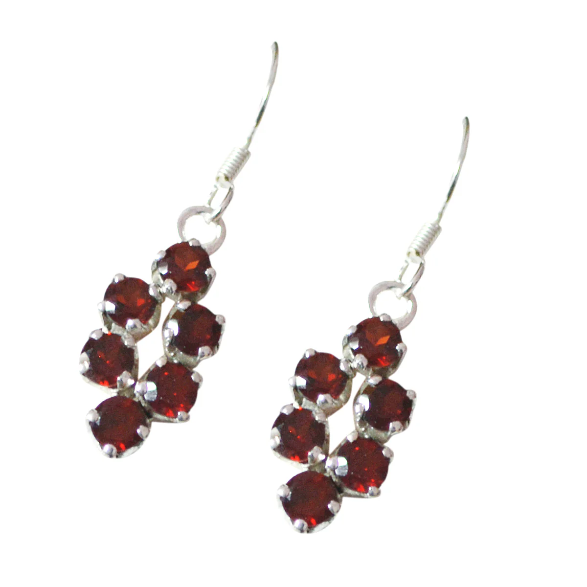 Garnet Australian Rina multiple Dangle Red Sterling Silver Earring - Image 2