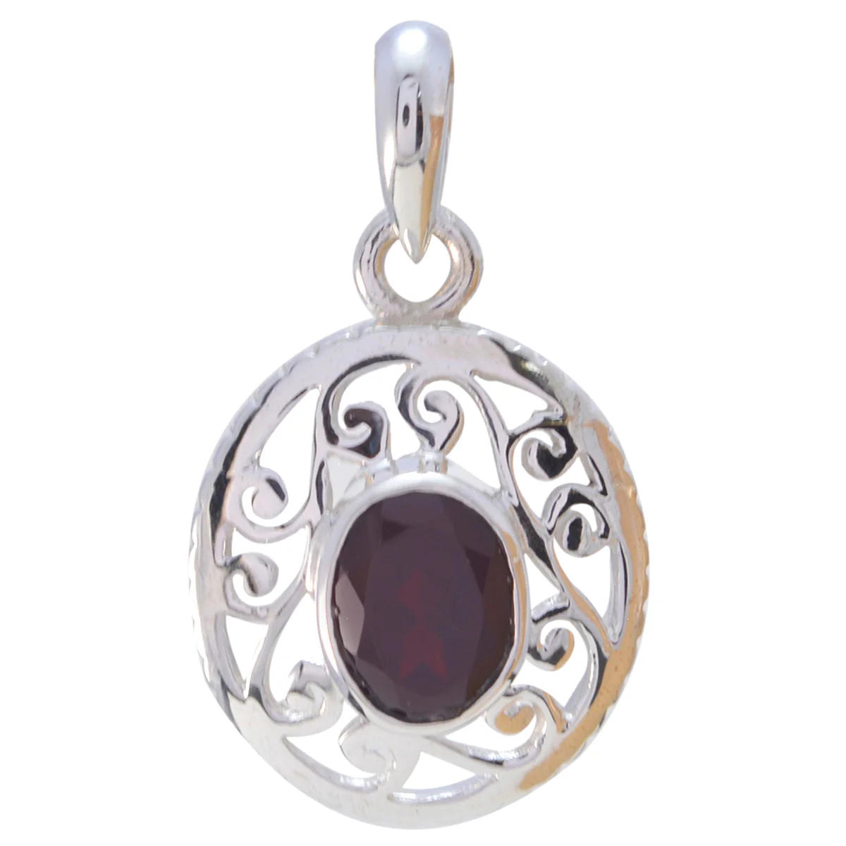 Garnet Classic French Silver Solitaire Lili Victorian Red Pendant Jewelry