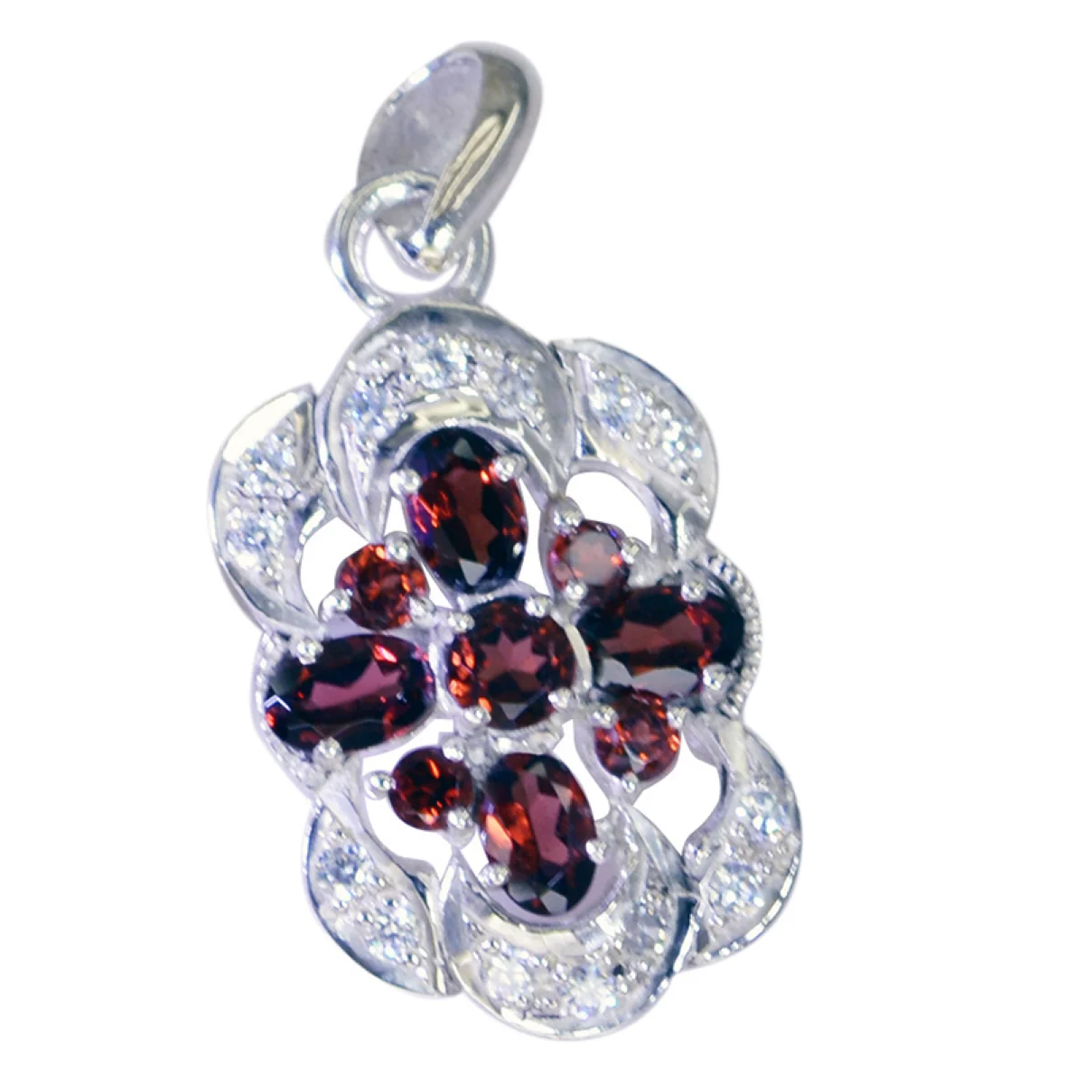 Garnet Classic Indian 92.5 Silver multiple Ayesha Sophisticated Red Pendant Jewellery - Image 2