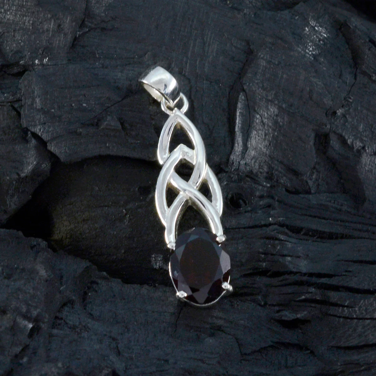 Garnet Dainty German 925 Silver Solitaire Sara Claddagh Red Pendant Jewelry - Image 3