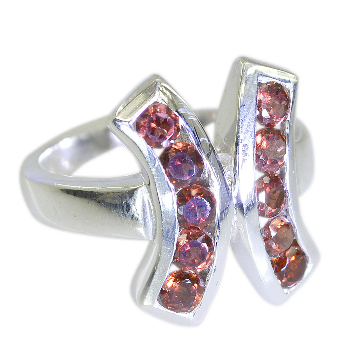 Garnet deka Egyptian Sterling Silver Red Gemstone Eye-catching Contemporary Ring Jewellery