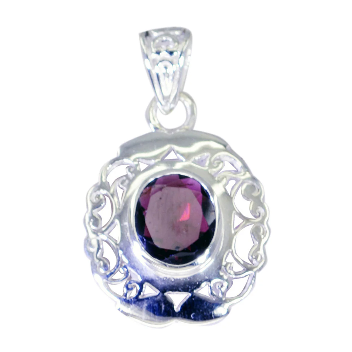 Garnet Edgy Italian 925 Silver Solitaire Elena antique Red Pendant Jewelry