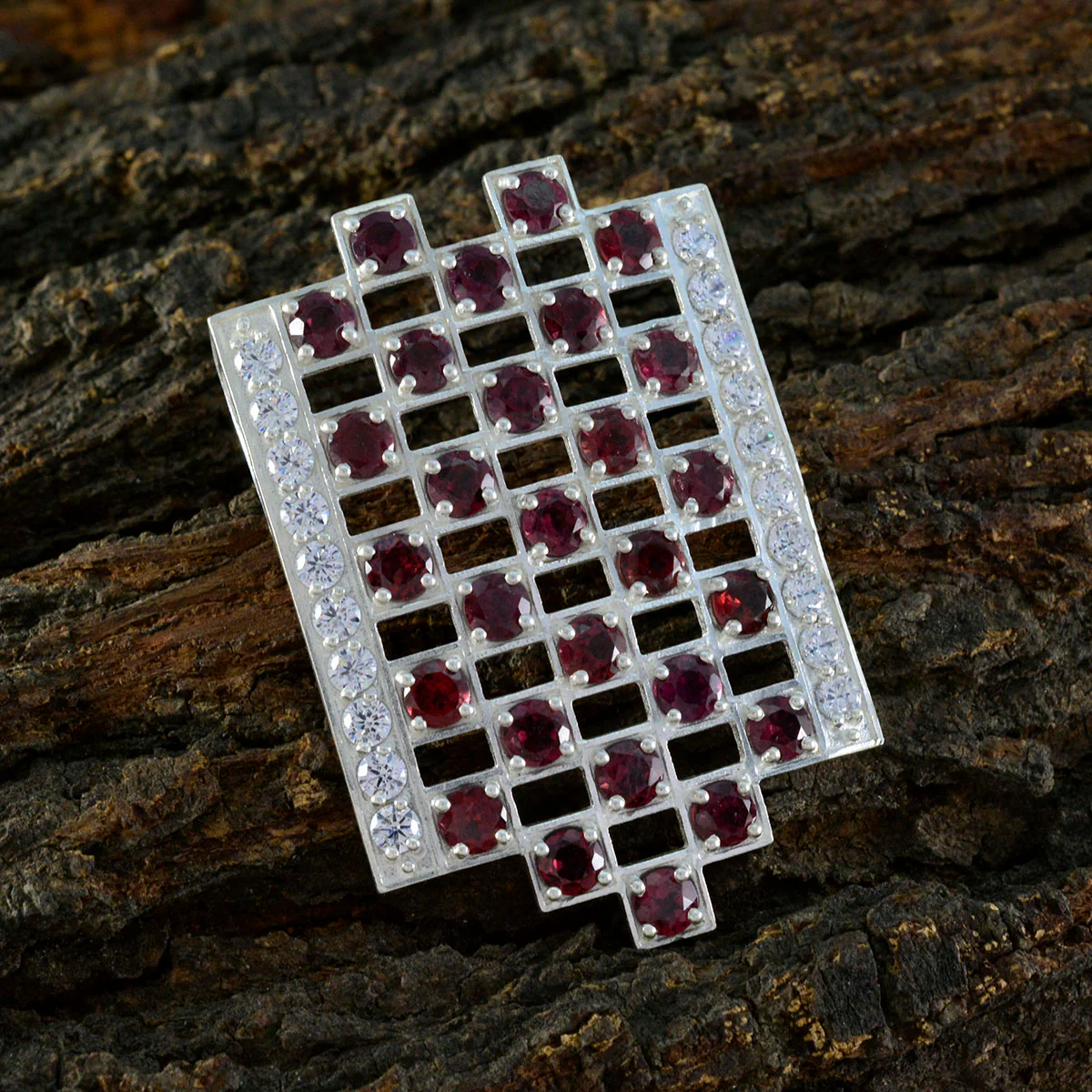 Garnet Edgy Moroccan 925 Silver multiple Victoria Glamorous Red Pendant Jewelry - Image 2