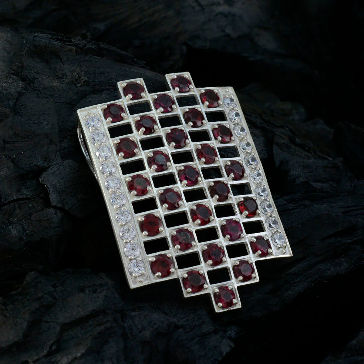Garnet Edgy Moroccan 925 Silver multiple Victoria Glamorous Red Pendant Jewelry - Image 3