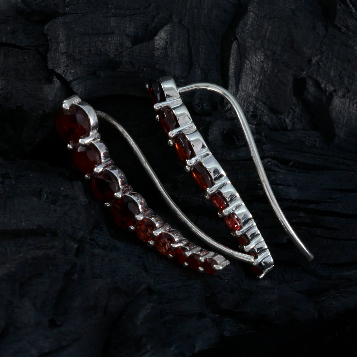 Garnet Egyptian Alejandra multiple EarCuff Red Sterling Silver Earring - Image 3